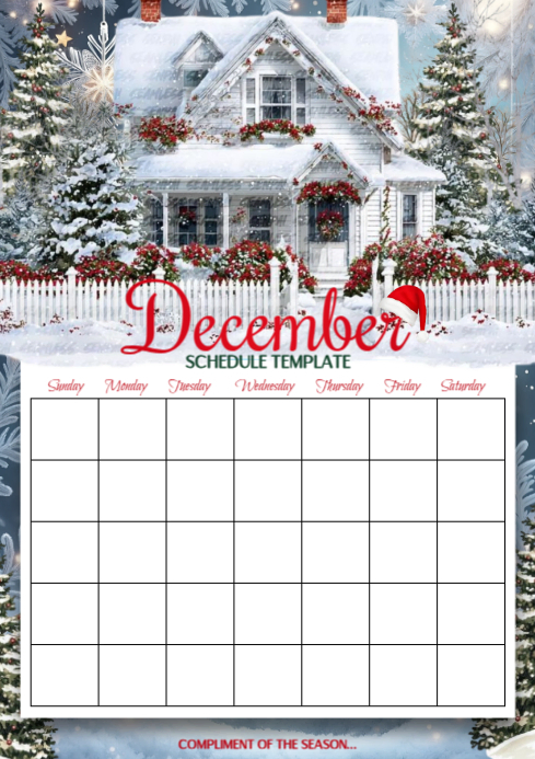 White Floral December Monthly Planner Printable Template Flyer/poster ...