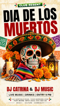 Branco Dia de los Muertos Party Instagram Story Template