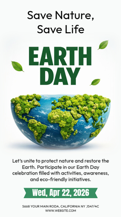 Copy of White Floral Earth Day Celebration Facebook Story | PosterMyWall