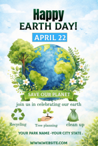 White Floral Earth Day Celebration Pinterest Graphic template