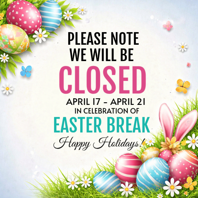 White Floral Easter Break Closure Notice Instagram Post Template ...