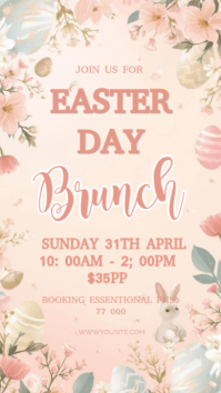 White Floral Easter Brunch Instagram Story template