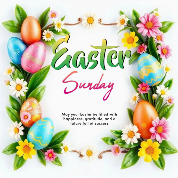 White Floral Easter Card Logo template