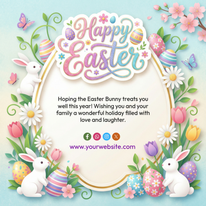 White floral easter celebration instagram post Template | PosterMyWall