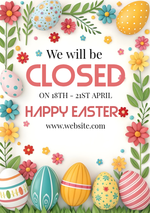 Easter Closure Announcement A4 Template | PosterMyWall