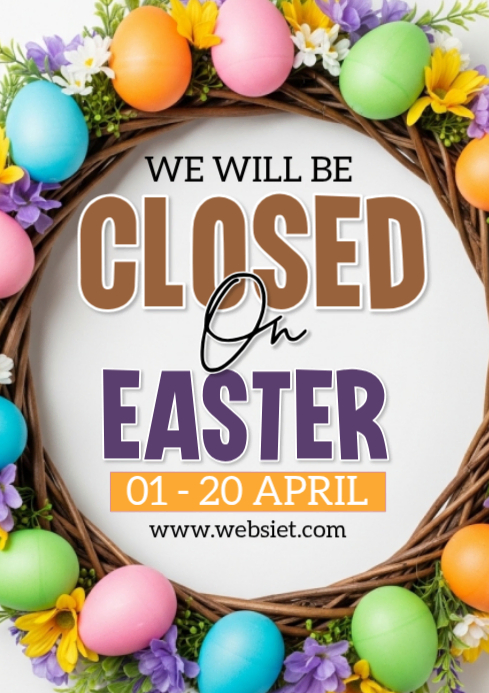 Plantilla de White Floral Easter Closure Notice A4 | PosterMyWall