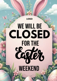 White Floral Easter Closure Notice A5 Video template