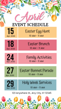White Floral Easter Event Schedule Instagram Story template