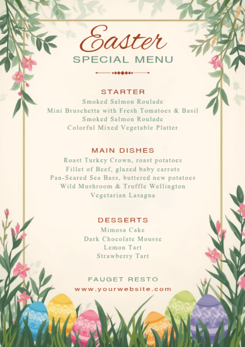 Copy of White Floral Easter Menu A4 | PosterMyWall