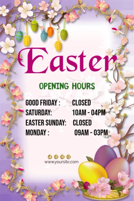Easter Opening Hours Posters Template | PosterMyWall