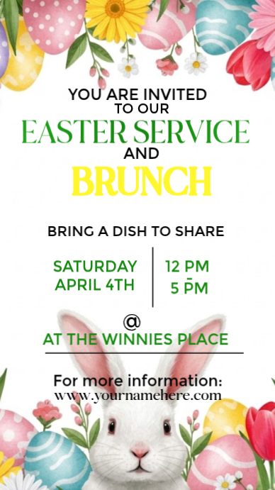 White floral easter service and brunch invitation instagram story ...