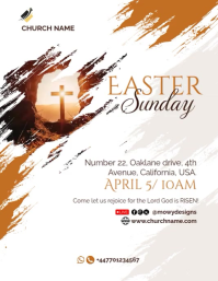 White Floral Easter Sunday Church Event Flyer Video 传单(美国信函) template