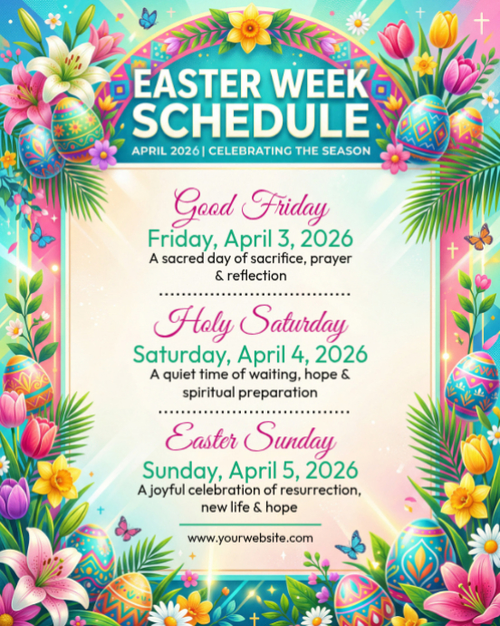 Modèle White Floral Easter Week Schedule Instagram Portrait | PosterMyWall