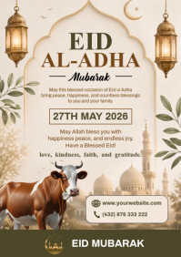 White Floral Eid al-Adha Celebration A4 template