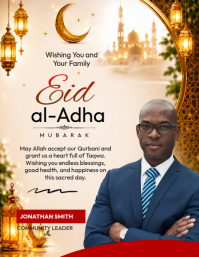 White Eid al-Adha Celebration Løbeseddel Template