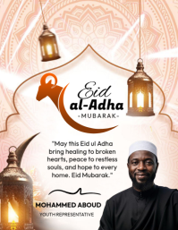 Putih Eid al-Adha Celebration Pamflet Template