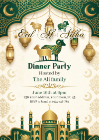 White Floral Eid Al-Adha Dinner Party A4 template