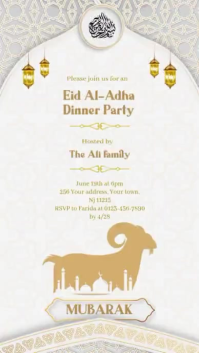 สีขาว Eid Al-Adha Dinner Party เรื่องราวบน Instagram Template
