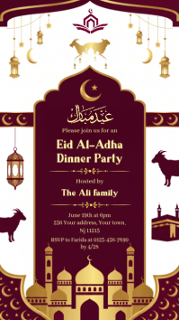 White Floral Eid Al-Adha Dinner Party Instagram Story template