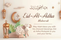 White Floral Eid Al Adha Mubarak Celebration Label template