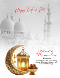Branco Eid al-Fitr Celebration ใบปลิว Template