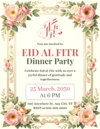 Biały Eid al-Fitr Dinner Party Flyer Template