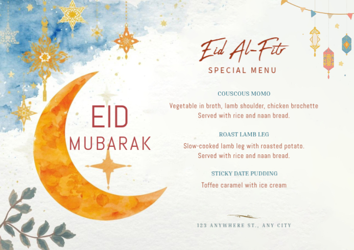 Eid Al-fitr Special Menu A4 Template | PosterMyWall