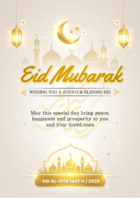 White Floral Eid Celebration A4 template