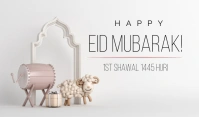 White Floral Eid Mubarak Celebration Template Tag