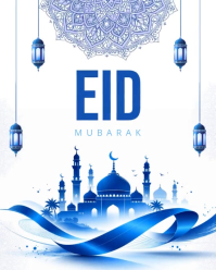 White Floral Eid Mubarak Celebration wish Instagram Portrait Video template