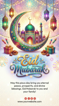 White Floral Eid Mubarak Instagram Story template