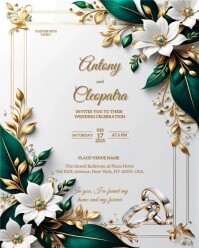 White Floral Elegant Blossom Wedding Invitation Instagram Portrait template
