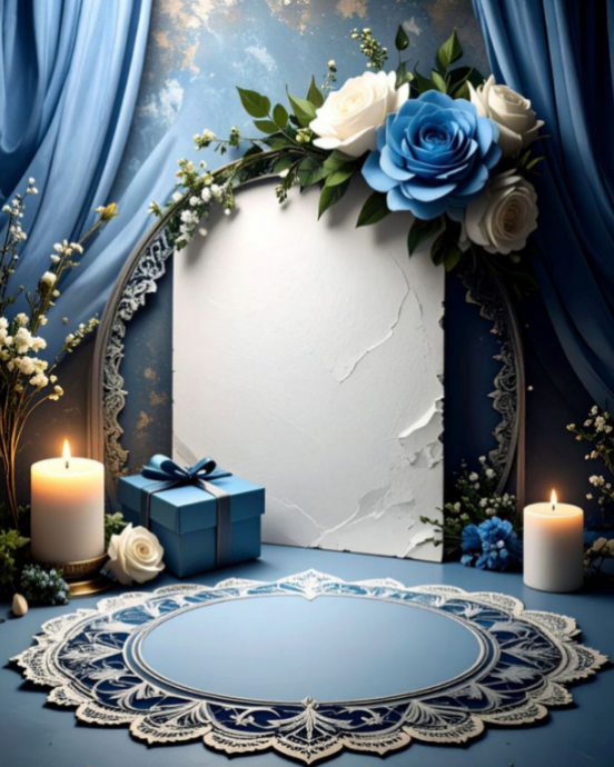Plantilla de White Floral Elegant Blue Rose Vintage Frame Instagram ...