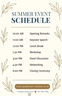 White Floral Elegant Summer Event Schedule Template – Professional Printable Itinerary Design Tabloi Tabloide