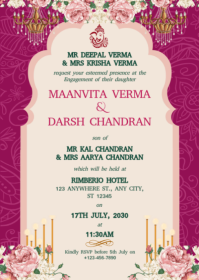 White Floral Engagement Invitation A6 template