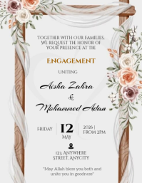 White Floral Engagement Invitation Flyer Folheto (US Letter) template