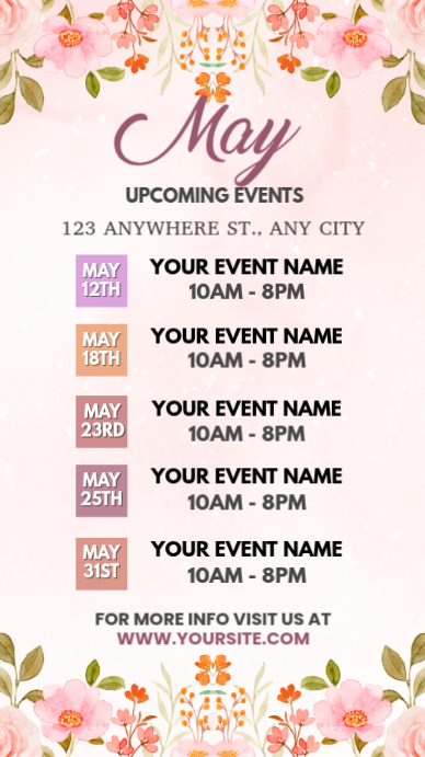 White floral event schedule instagram story Template | PosterMyWall