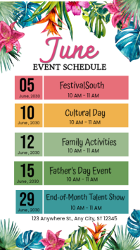 White Floral Event Schedule Instagram Story template