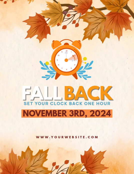Plantilla de White Floral Fall Back Pamflet (letter As) | PosterMyWall