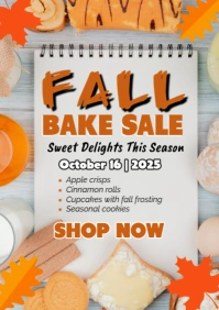 White Floral Fall Bake Sale A1 template