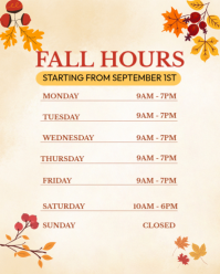 White Fall Business Hours Instagram Portrait Template