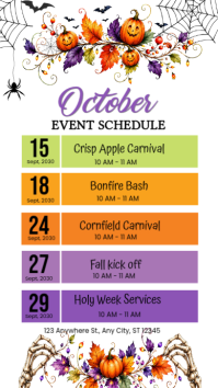 White Fall Event Schedule Historia de Instagram Template