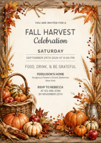 White Fall Harvest Celebration A5 Template