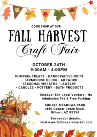 White Fall Harvest Craft Fair A4 Template