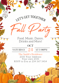 White Fall Party A4 Template