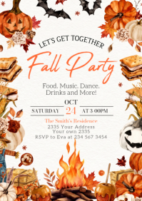 สีขาว Fall Party A4 Template