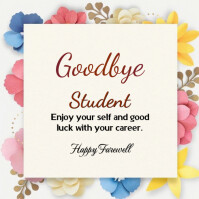 White Floral Farewell Card Logo template