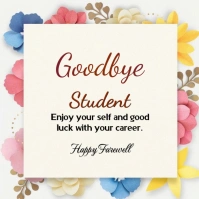 White Floral Farewell Card Logo Логотип template
