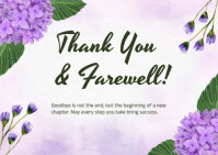 White Floral Farewell/thank You/thanks/farewell/lavender/violet/green/thank You Card/message/thank Y Postcard template