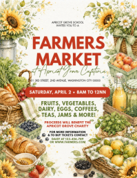 Белый Farmers Market Pamflet Template